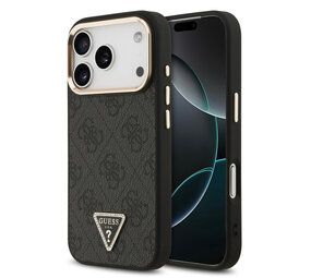 Guess Guess iPhone 17 Pro Back cover coque - MagSafe - 4G Triangle Logo - Gold Edge - Noir