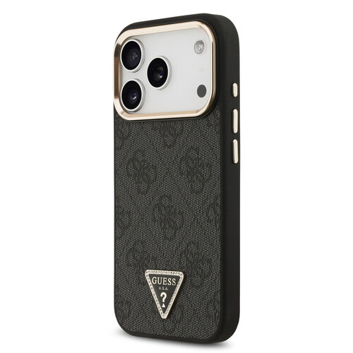 Guess Guess iPhone 17 Pro/iPhone 18 Pro Coque arrière MagSafe 4G logo triangulaire Bord doré - Noir