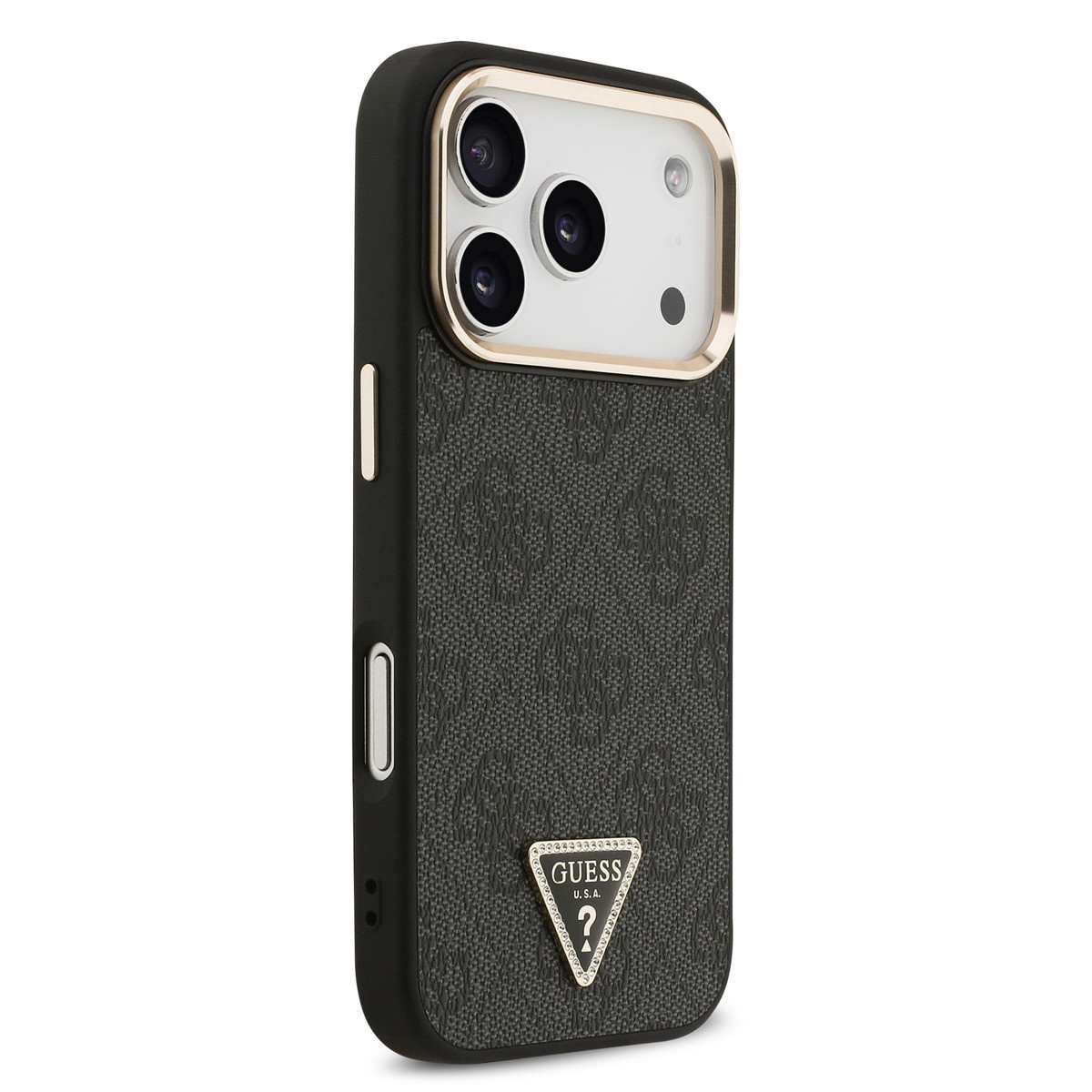 Guess Guess iPhone 17 Pro Backcover hoesje - MagSafe - 4G Triangle Logo - Gold Edge - Zwart, foto 4 van 6