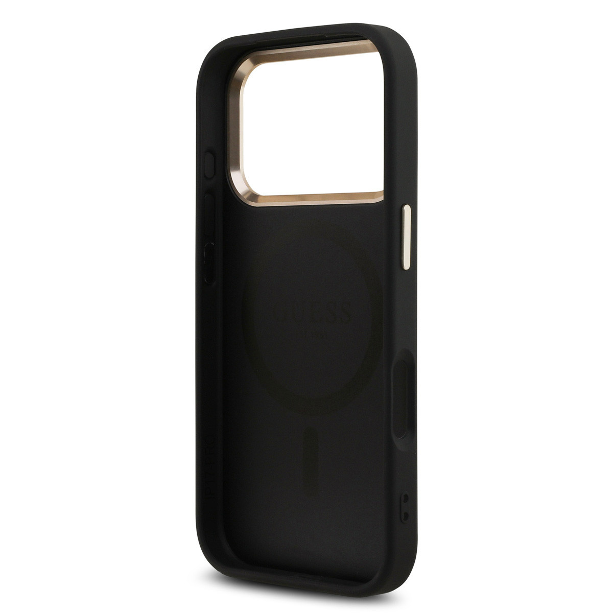 Guess Guess iPhone 17 Pro Backcover hoesje - MagSafe - 4G Triangle Logo - Gold Edge - Zwart, foto 6 van 6