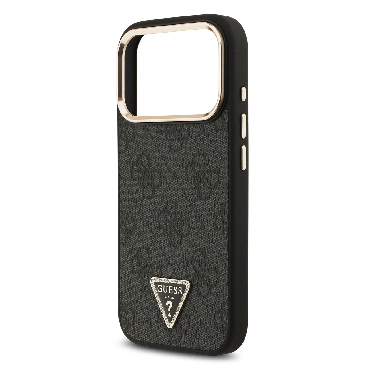 Guess Guess iPhone 17 Pro Backcover hoesje - MagSafe - 4G Triangle Logo - Gold Edge - Zwart, foto 5 van 6