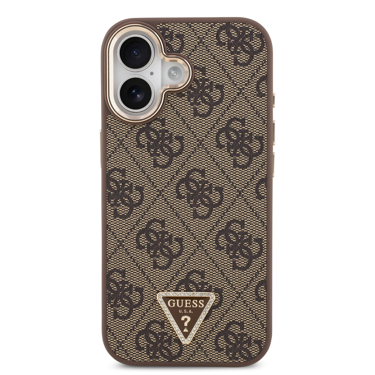 Guess Guess iPhone 17 Backcover hoesje - MagSafe - 4G Triangle Logo - Gold Edge - Bruin, foto 3 van 6