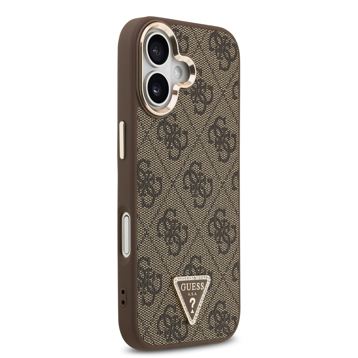 Guess Guess iPhone 17 Backcover hoesje - MagSafe - 4G Triangle Logo - Gold Edge - Bruin, foto 4 van 6