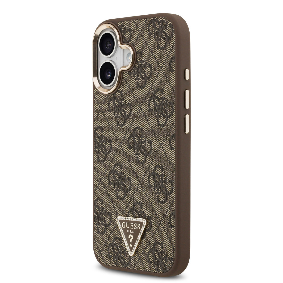Guess Guess iPhone 17 Backcover hoesje - MagSafe - 4G Triangle Logo - Gold Edge - Bruin, foto 2 van 6