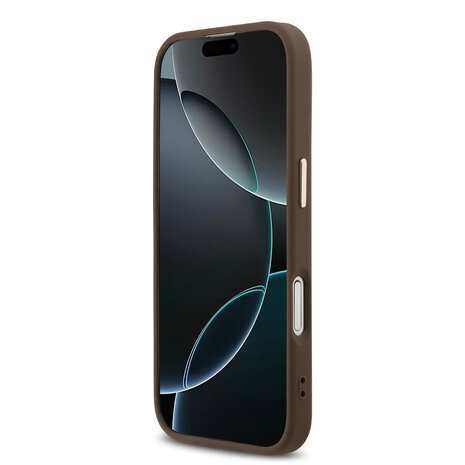 Guess Guess iPhone 17 Back cover coque - MagSafe - 4G Triangle Logo - Gold Edge - Marron Guess Guess iPhone 17 Back cover coque - MagSafe - 4G Triangle Logo - Gold Edge - Marron