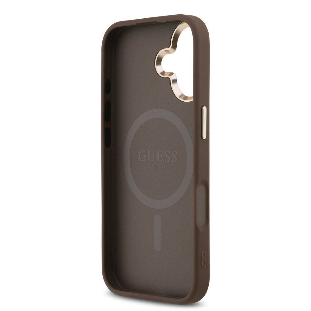 Guess Guess iPhone 17 Back-Cover hul - MagSafe - 4G Triangle Logo - Gold Edge - Braun Guess Guess iPhone 17 Back-Cover hul - MagSafe - 4G Triangle Logo - Gold Edge - Braun