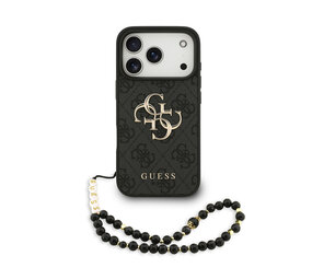 Guess Guess iPhone 17 Pro Back cover coque - 4G With Pearl Strap - Big Metal Logo - Noir