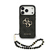 Guess Guess iPhone 17 Pro Back cover case - 4G With Pearl Strap - Big Metal Logo - Black