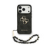 Guess iPhone 17 Pro Back cover case - 4G With Pearl Strap - Big Metal Logo - Black