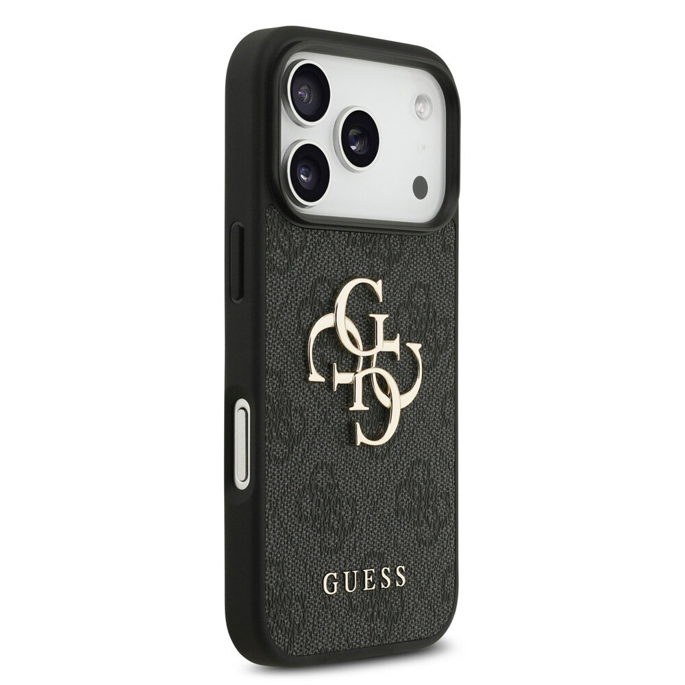 Guess Guess iPhone 17 Pro Back-Cover hul - 4G With Pearl Strap - Big Metal Logo - Schwarz