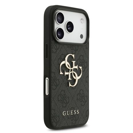 Guess Guess iPhone 17 Pro Back-Cover hul - 4G With Pearl Strap - Big Metal Logo - Schwarz