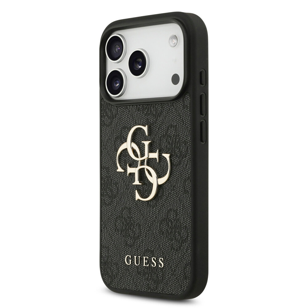 Guess Guess iPhone 17 Pro Back-Cover hul - 4G With Pearl Strap - Big Metal Logo - Schwarz