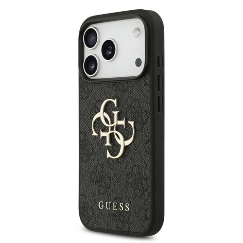 Guess Guess iPhone 17 Pro/iPhone 18 Pro Coque arrière 4G dragonne perlée Grand logo métallique - Noir