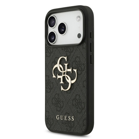 Guess Guess iPhone 17 Pro Back cover case - 4G With Pearl Strap - Big Metal Logo - Black