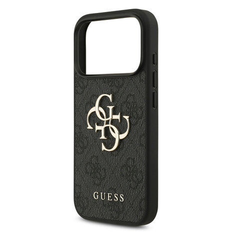 Guess Guess iPhone 17 Pro Back cover case - 4G With Pearl Strap - Big Metal Logo - Black