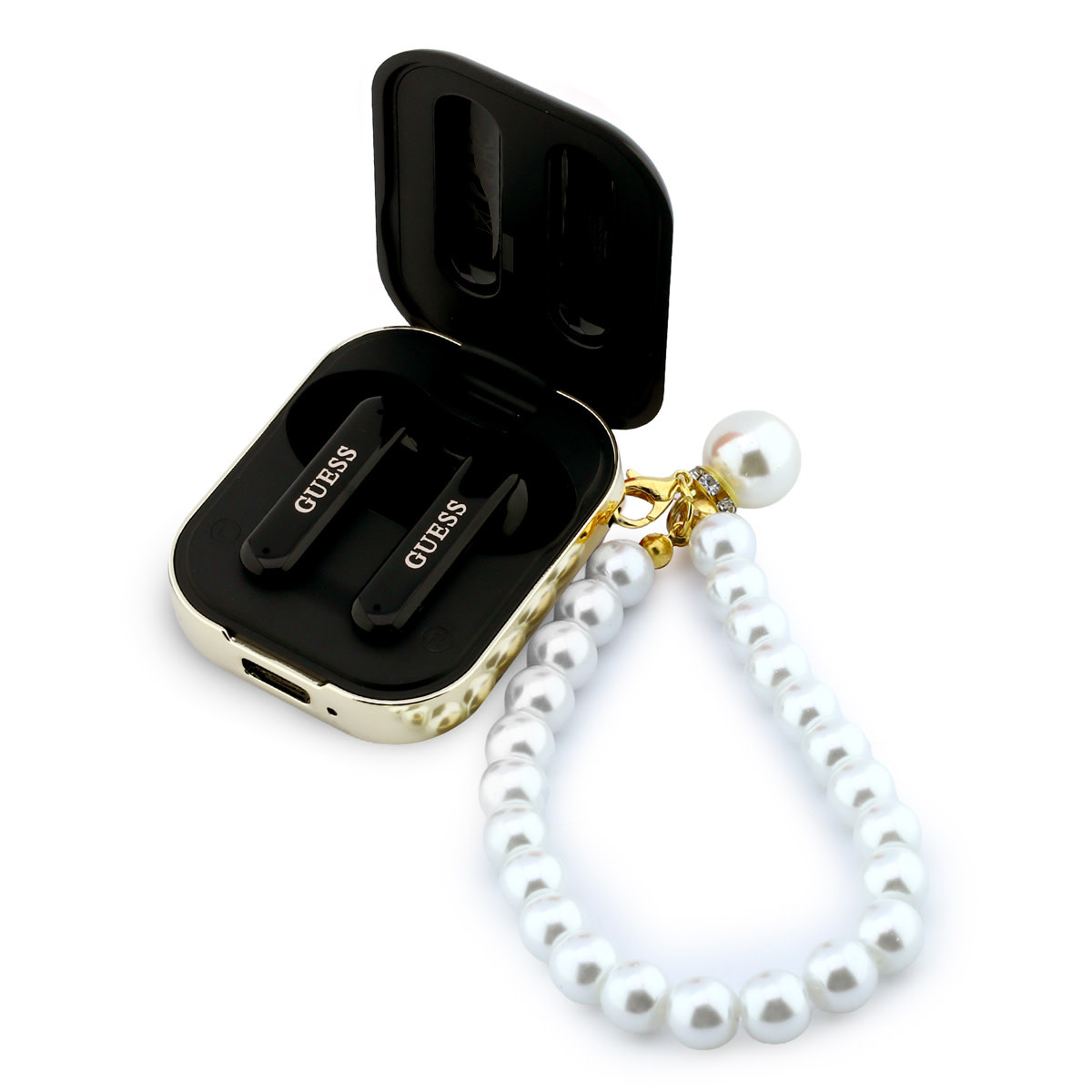 Guess Guess Bluetooth Earbuds - TWS - Pearl Strap - Zwart, foto 3 van 4