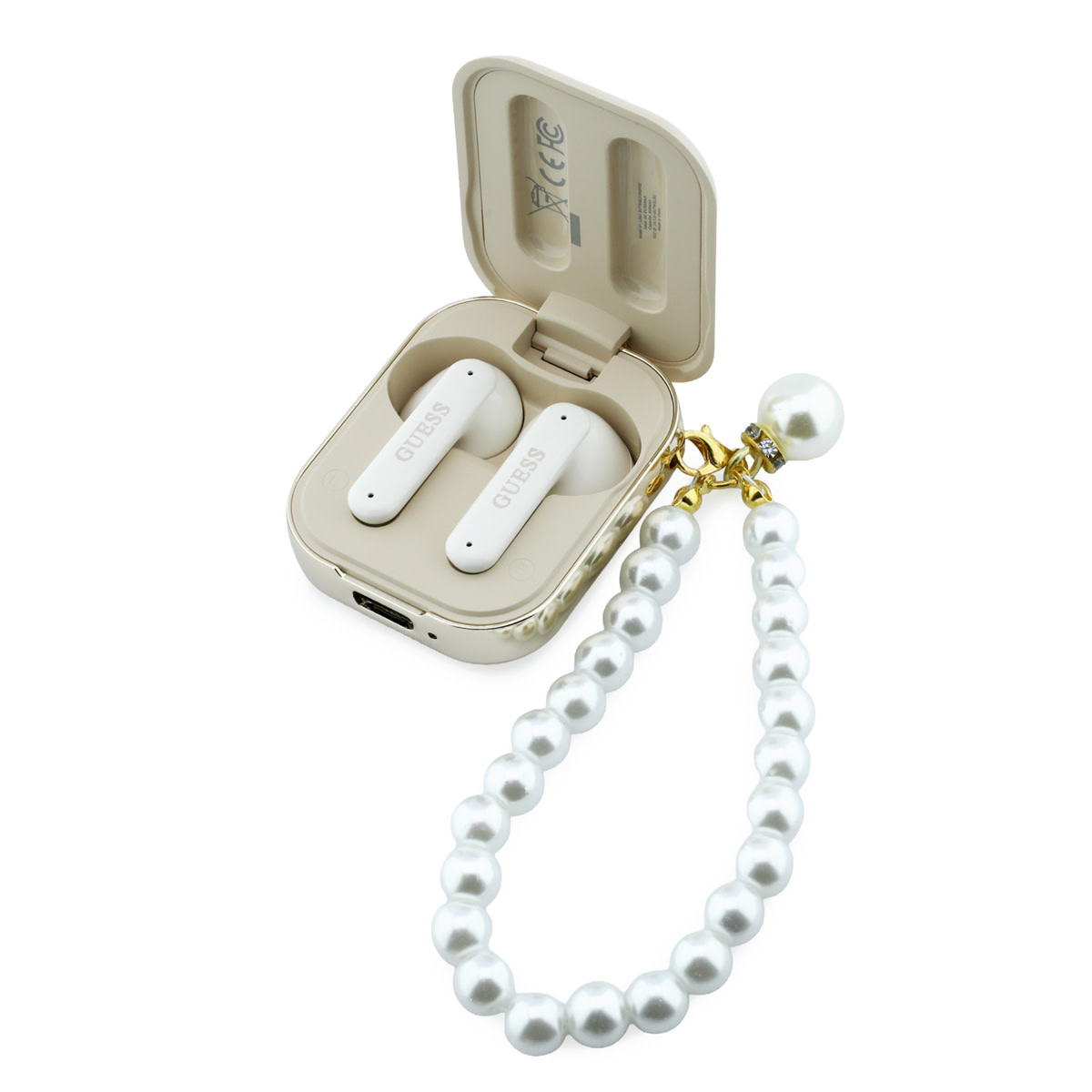 Guess Guess Bluetooth Earbuds - TWS - Pearl Strap - Beige, foto 3 van 4
