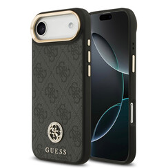 Guess iPhone 17 Air Backcover hoesje - MagSafe - 4G Strass Logo - Gold Edge - Zwart