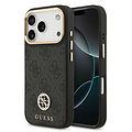 Guess Guess iPhone 17 Pro/iPhone 18 Pro Coque arrière MagSafe Logo 4G en strass Bord doré - Noir