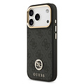 Guess Guess iPhone 17 Pro/iPhone 18 Pro Coque arrière MagSafe Logo 4G en strass Bord doré - Noir