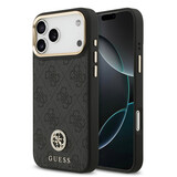 Guess Guess iPhone 17 Pro Max Back cover coque - MagSafe - 4G Strass Logo - Gold Edge - Noir