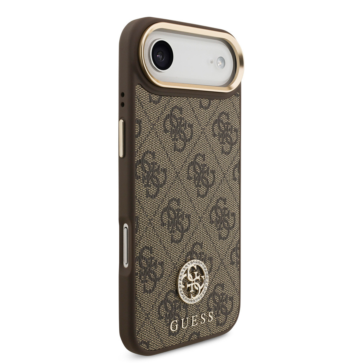 Guess Guess iPhone 17 Air Backcover hoesje - MagSafe - 4G Strass Logo - Gold Edge - Bruin, foto 4 van 6