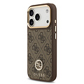 Guess Guess iPhone 17 Pro/iPhone 18 Pro Coque arrière MagSafe Logo 4G en strass Bord doré - Marron