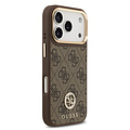 Guess Guess iPhone 17 Pro/iPhone 18 Pro Coque arrière MagSafe Logo 4G en strass Bord doré - Marron