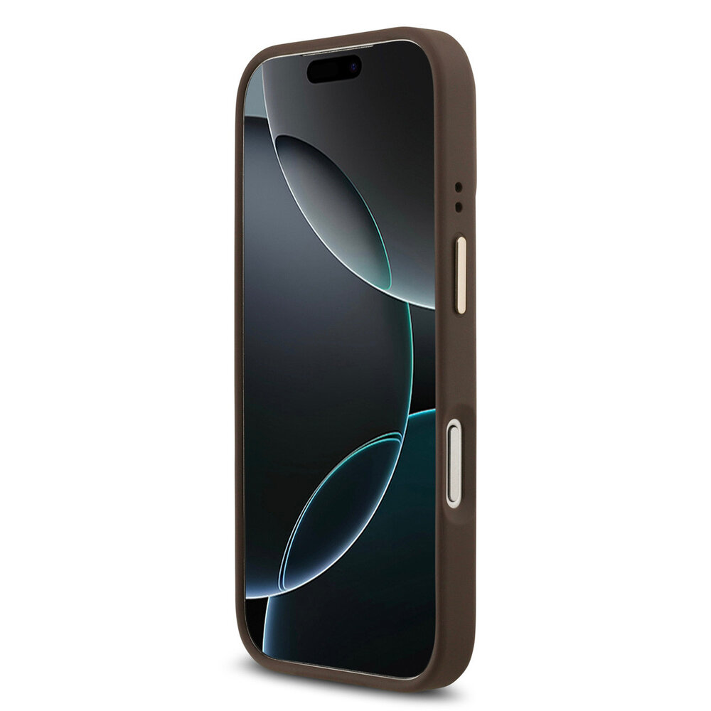 Guess Guess iPhone 17 Pro Back-Cover hul - MagSafe - 4G Strass Logo - Gold Edge - Braun