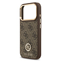 Guess Guess iPhone 17 Pro/iPhone 18 Pro Handyhülle MagSafe 4G-Logo mit Strass Goldfarbener Rand - Braun
