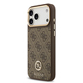 Guess Guess iPhone 17 Pro Max/iPhone 18 Pro Max Handyhülle MagSafe 4G-Logo mit Strass Goldfarbener Rand - Braun