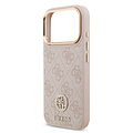 Guess Guess iPhone 17 Pro/iPhone 18 Pro Coque arrière MagSafe Logo 4G en strass Bord doré - Rose