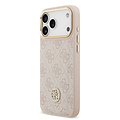 Guess Guess iPhone 17 Pro Max/iPhone 18 Pro Max Handyhülle MagSafe 4G-Logo mit Strass Goldfarbener Rand - Rosa