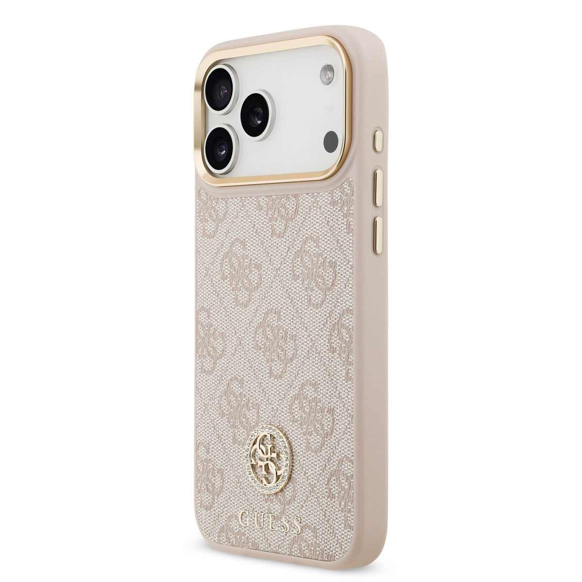 Guess Guess iPhone 17 Pro Max Backcover hoesje - MagSafe - 4G Strass Logo - Gold Edge - Roze, foto 2 van 6
