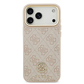 Guess Guess iPhone 17 Pro Max/iPhone 18 Pro Max Handyhülle MagSafe 4G-Logo mit Strass Goldfarbener Rand - Rosa