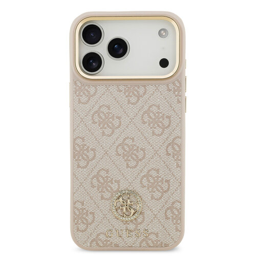 Guess Guess iPhone 17 Pro Max/iPhone 18 Pro Max Handyhülle MagSafe 4G-Logo mit Strass Goldfarbener Rand - Rosa