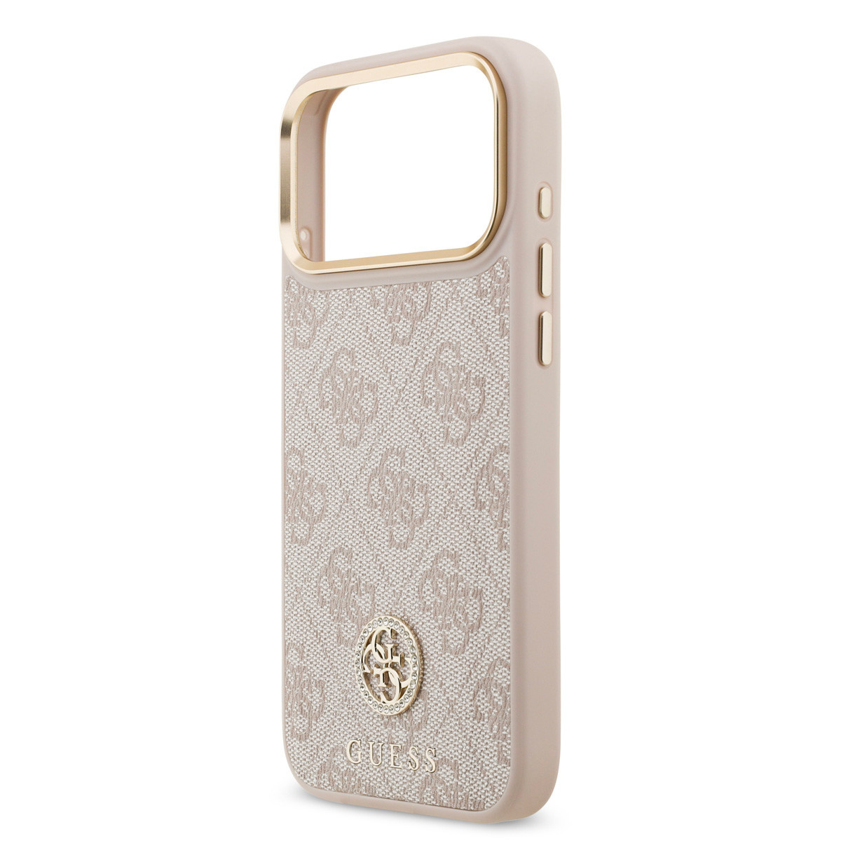 Guess Guess iPhone 17 Pro Max Backcover hoesje - MagSafe - 4G Strass Logo - Gold Edge - Roze, foto 5 van 6