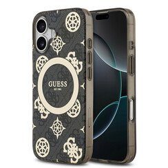 Guess iPhone 17 Back-Cover hul - MagSafe - Peony on 4G Background - Schwarz