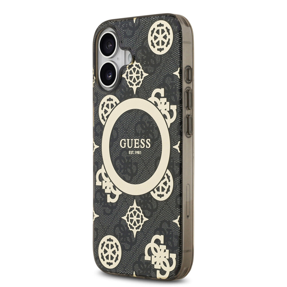 Guess Guess iPhone 17 Back cover coque - MagSafe - Peony on 4G Background - Noir