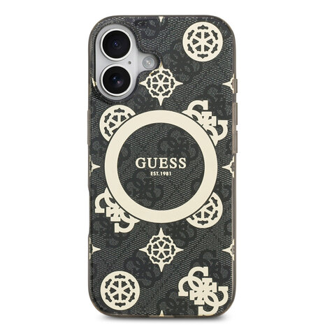 Guess Guess iPhone 17 Back cover case - MagSafe - Peony on 4G Background - Black Guess Guess iPhone 17 Back cover case - MagSafe - Peony on 4G Background - Black