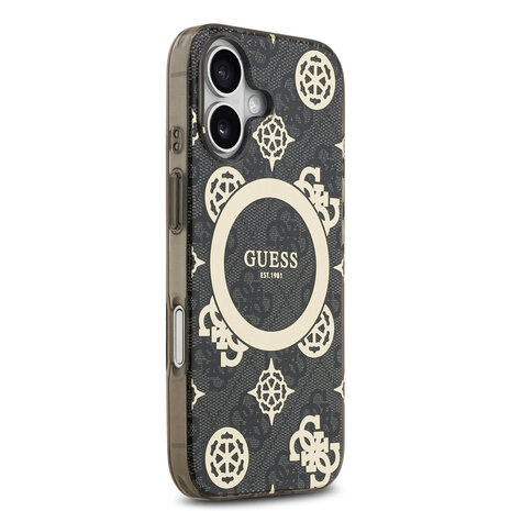 Guess Guess iPhone 17 Back cover coque - MagSafe - Peony on 4G Background - Noir