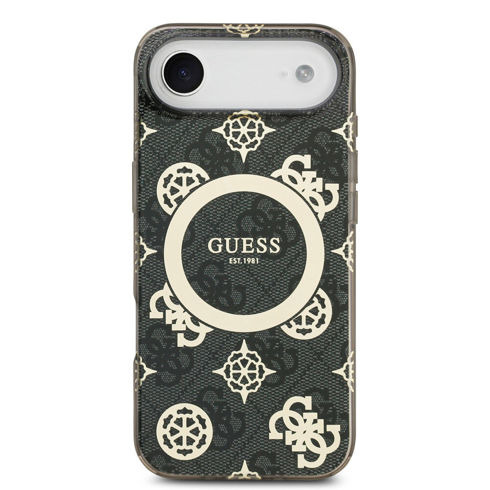 Guess Guess iPhone 17 Air Backcover hoesje - MagSafe - Peony on 4G Background - Zwart Guess Guess iPhone 17 Air Backcover hoesje - MagSafe - Peony on 4G Background - Zwart