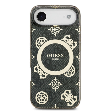 Guess Guess iPhone 17 Air Back cover coque - MagSafe - Peony on 4G Background - Noir