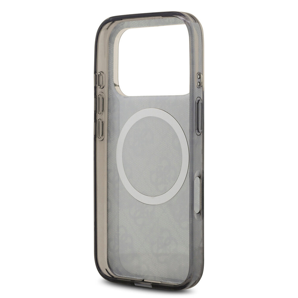 Guess Guess iPhone 17 Pro Backcover hoesje - MagSafe - Peony on 4G Background - Zwart