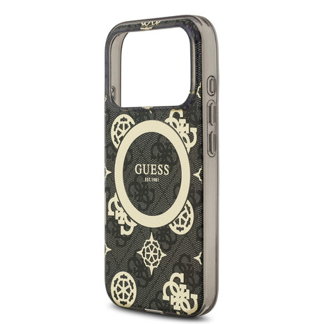 Guess Guess iPhone 17 Pro Back cover case - MagSafe - Peony on 4G Background - Black