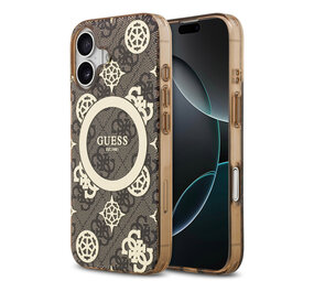 Guess Guess iPhone 17 Backcover hoesje - MagSafe - Peony on 4G Background - Bruin