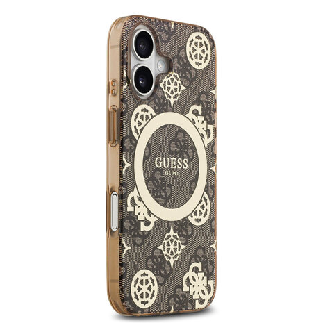 Guess Guess iPhone 17 Back cover case - MagSafe - Peony on 4G Background - Brown