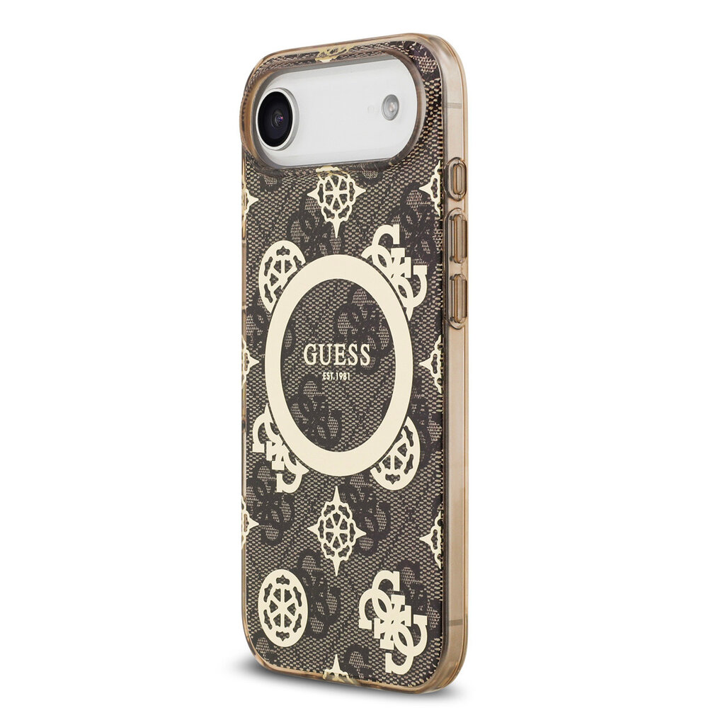 Guess Guess iPhone 17 Air Back cover case - MagSafe - Peony on 4G Background - Brown Guess Guess iPhone 17 Air Back cover case - MagSafe - Peony on 4G Background - Brown