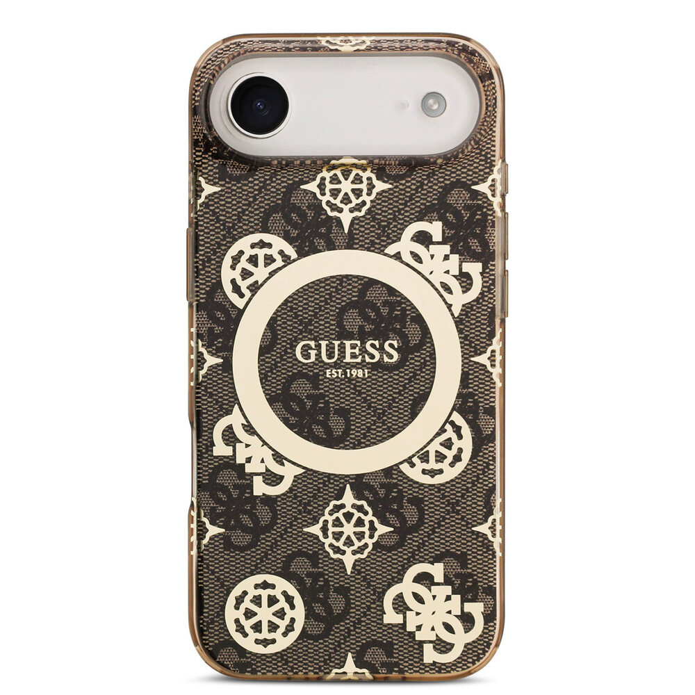 Guess Guess iPhone 17 Air Back cover coque - MagSafe - Peony on 4G Background - Marron