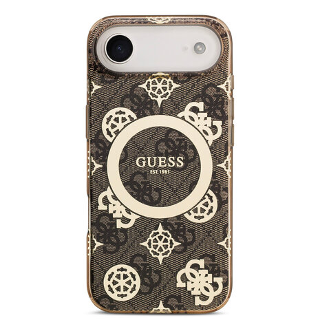 Guess Guess iPhone 17 Air Backcover hoesje - MagSafe - Peony on 4G Background - Bruin Guess Guess iPhone 17 Air Backcover hoesje - MagSafe - Peony on 4G Background - Bruin